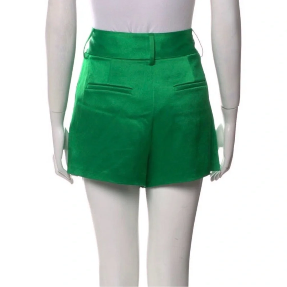 Alice + Olivia Emerald Green High-Waist Tailored Shorts